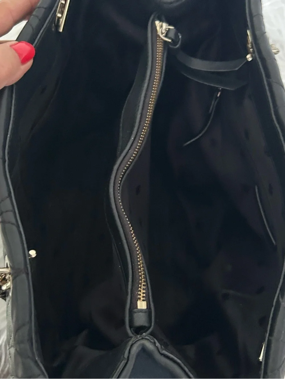 Kate Spade Black Quilted Leather Chain Shoulder Tote Bag Work Laptop bag